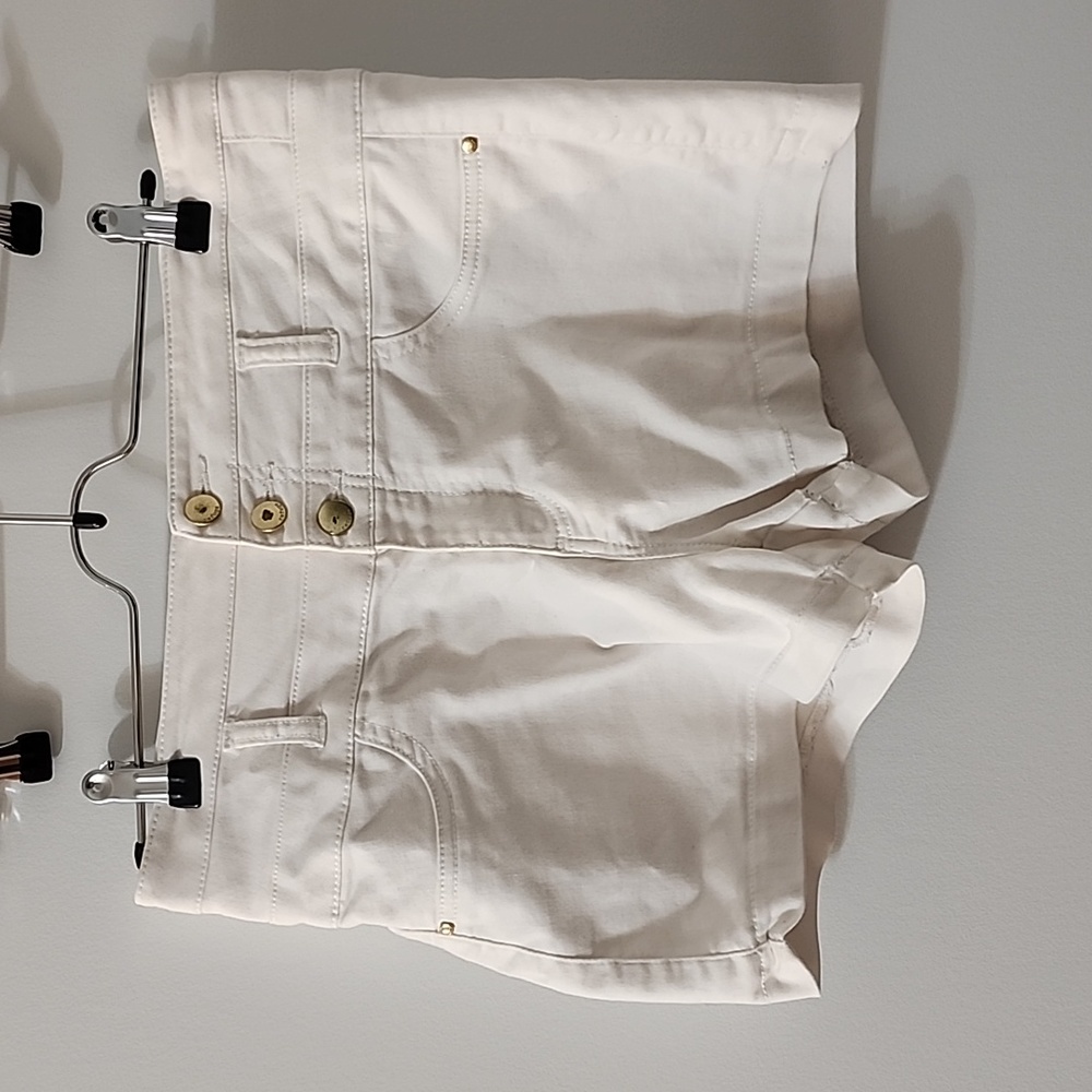 White Button-Up High Waisted Shorts